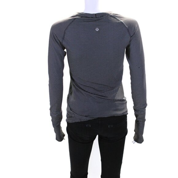 Lululemon Swiftly Run Long Sleeve White Black Striped 6 NWOT - Picture 7 of 10